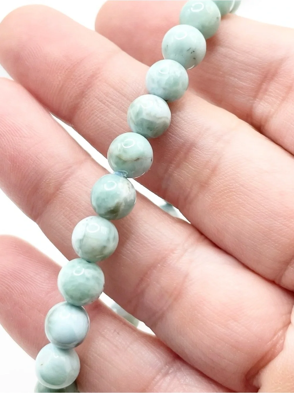 Larimar Beaded Stretch Bracelet 7/8mm